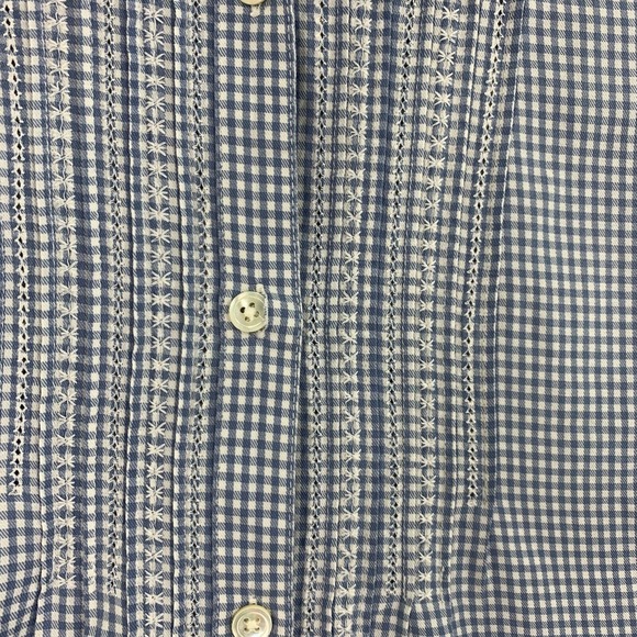 J. Jill Uncommon Threads Button Up Shirt Womens Top L Embroidered Check Roll Tab - Picture 3 of 10
